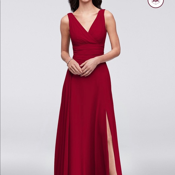 long chiffon surplice tank bridesmaid dress Ladivine Dress CD0214